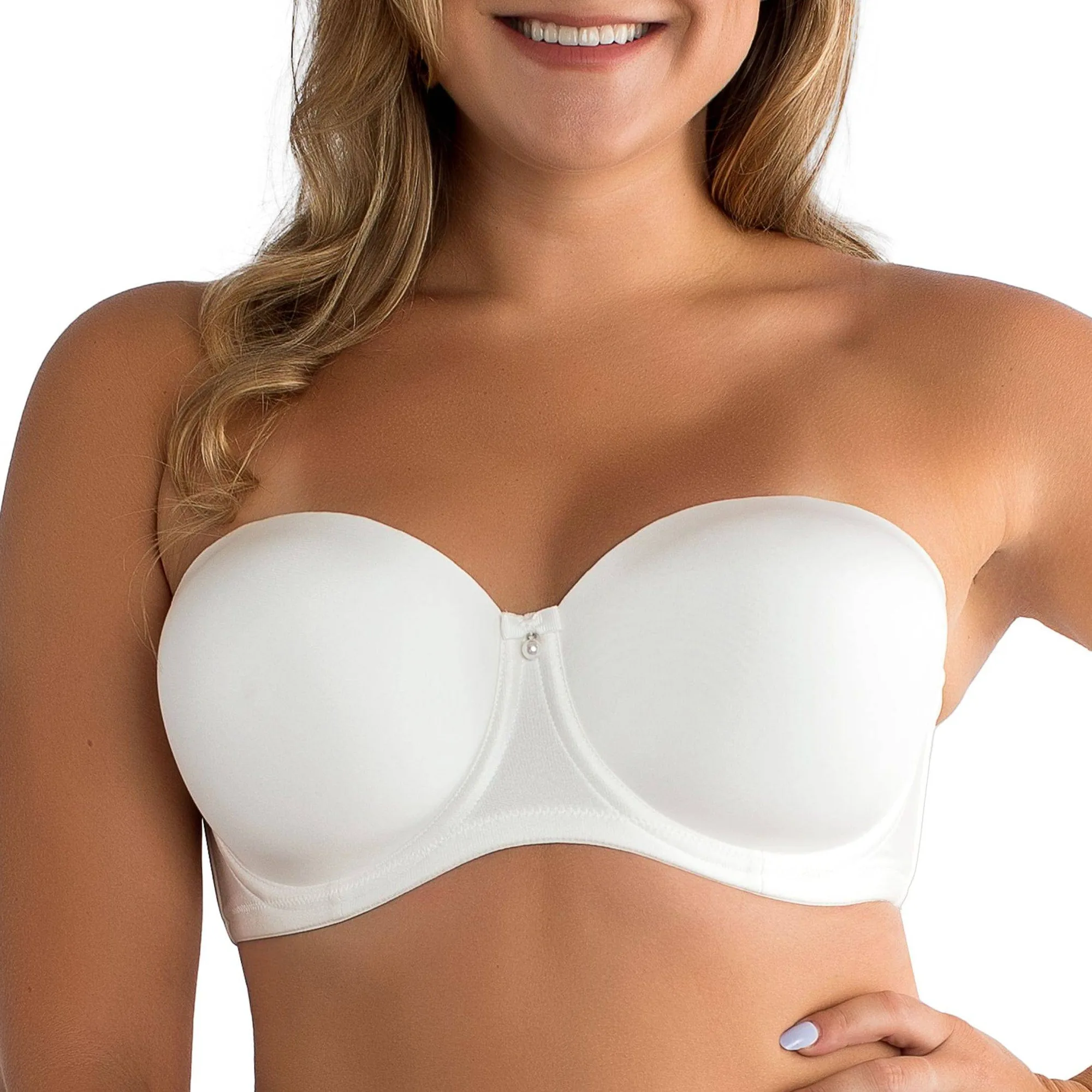 Sutiã sem alças Elise para seios grandes - Branco Pérola
