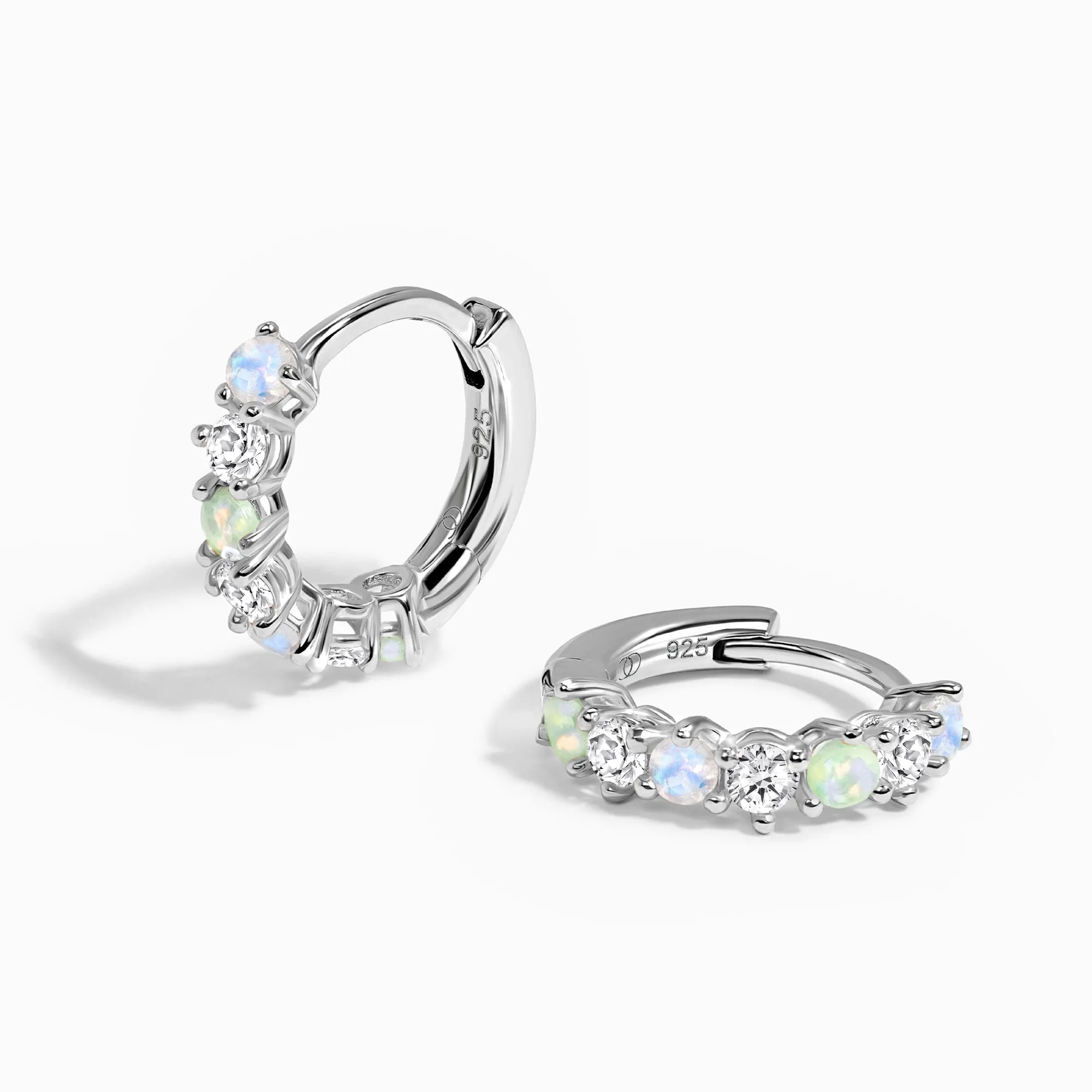 Fine Moonstone Lab Diamond Øreringe - Bonny Hoops