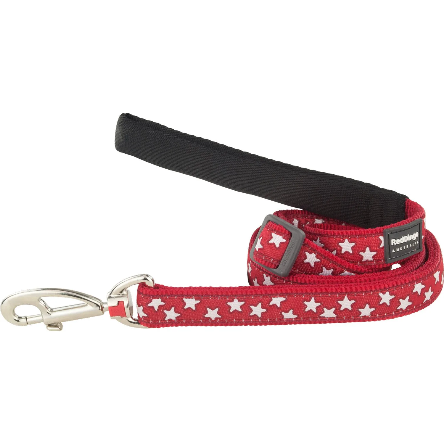 Guinzaglio rosso con stelle bianche per cani