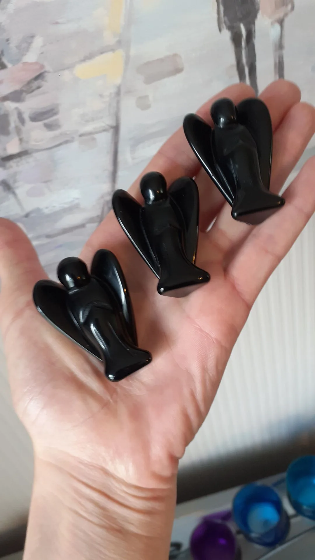 Black Obsidian Carved Angel - 5 cm