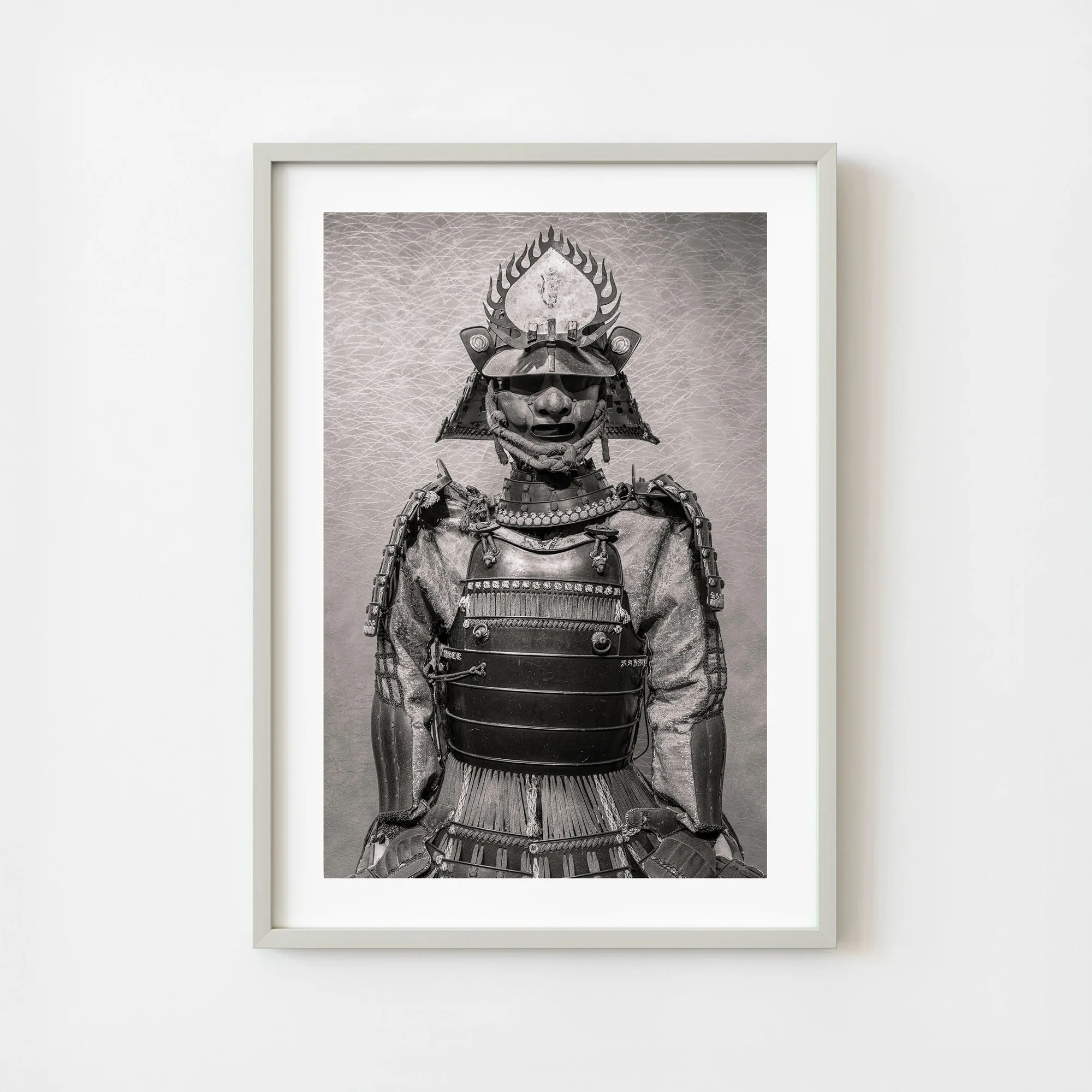 Monochrome samoerai-prints kiezen voor een modern interieur