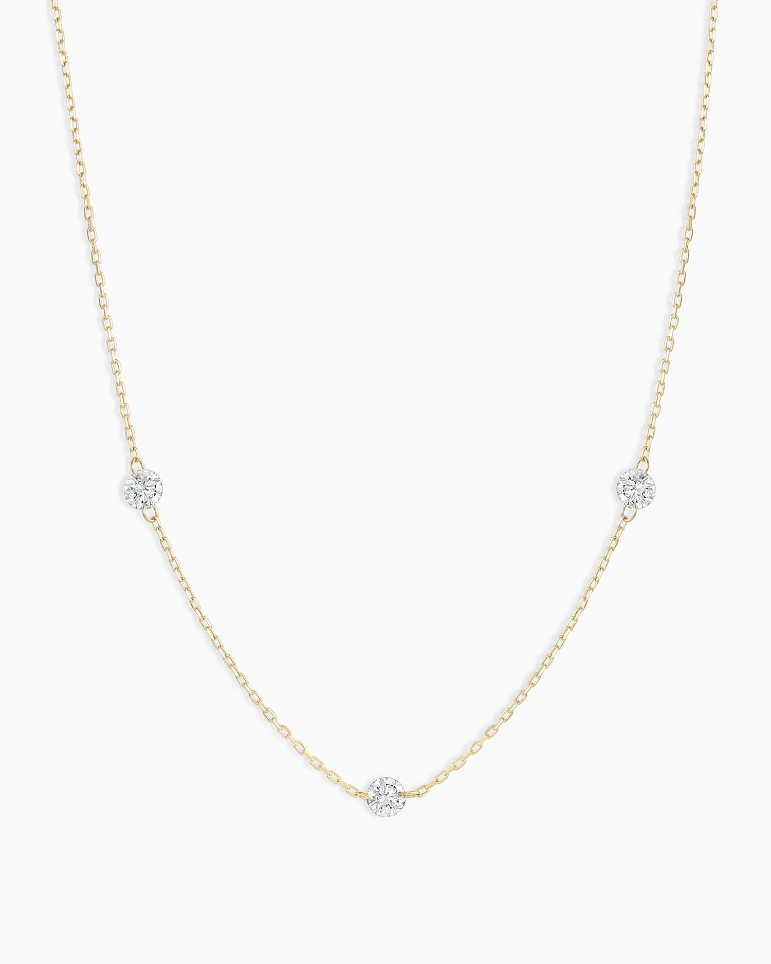 18K Floating Diamond Stationary Trio Necklace