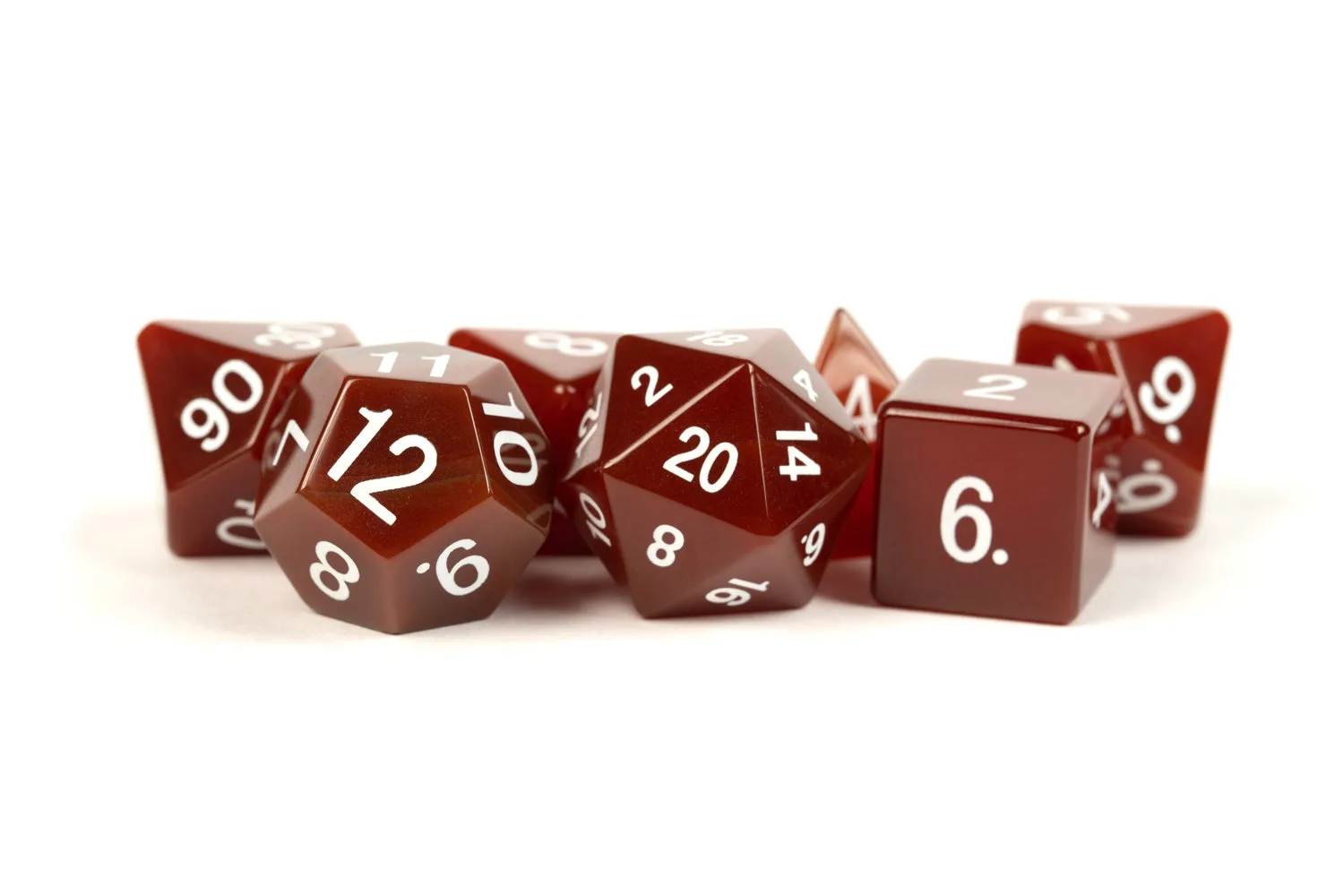 Carnelian: Full-Sized 16mm Polyhedral Dice Set
