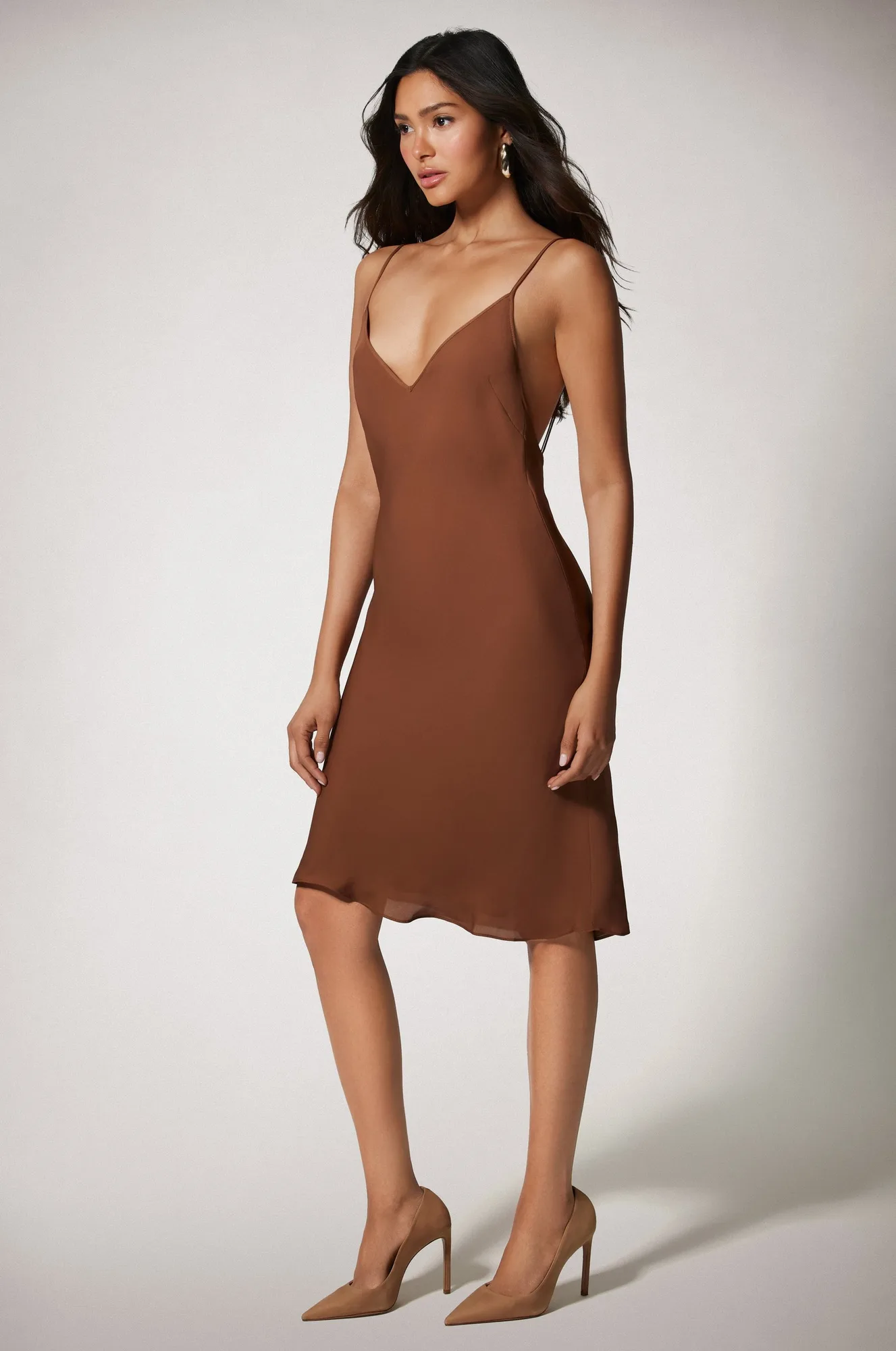 GEORGETTE V-BACK SLIP DRESS