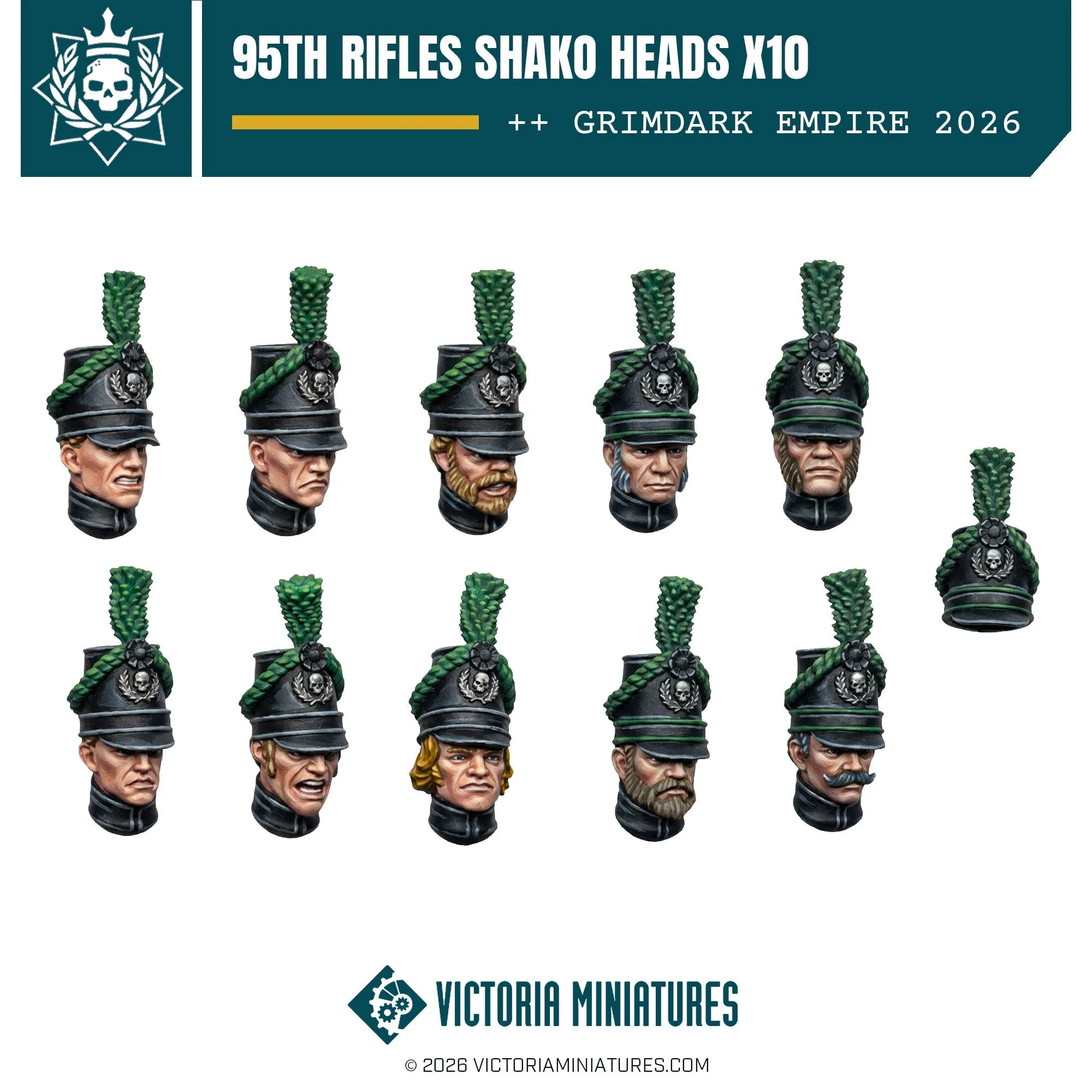 95th Rifles Shako Heads (Male)