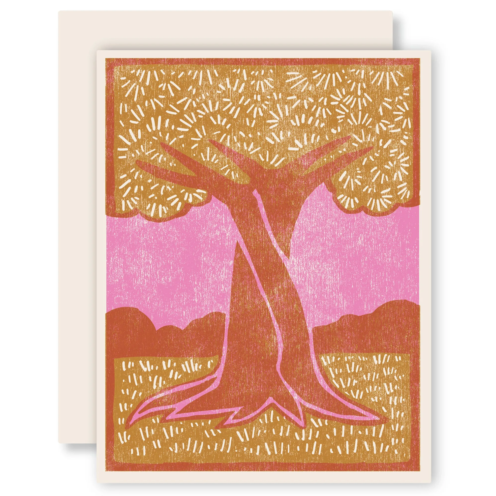Carte Letterpress Arbres Entrelacés : Symbole de Connexion