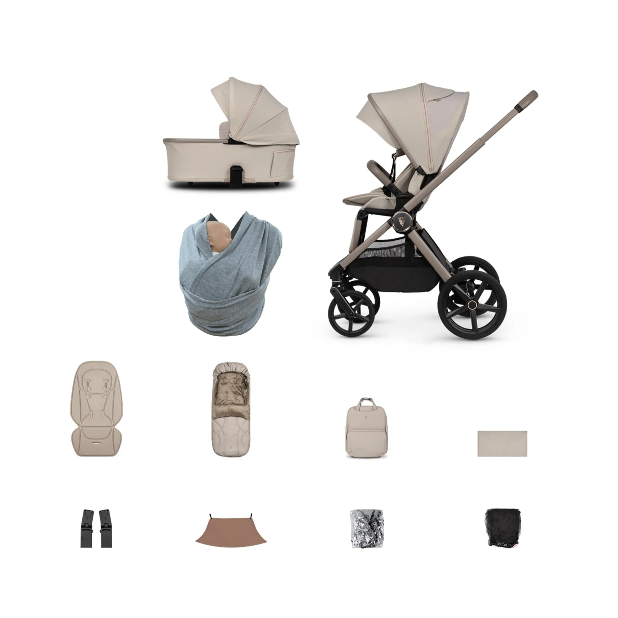 Venicci Upline 3 Buggy-Bundle mit Zubehör - Pebble