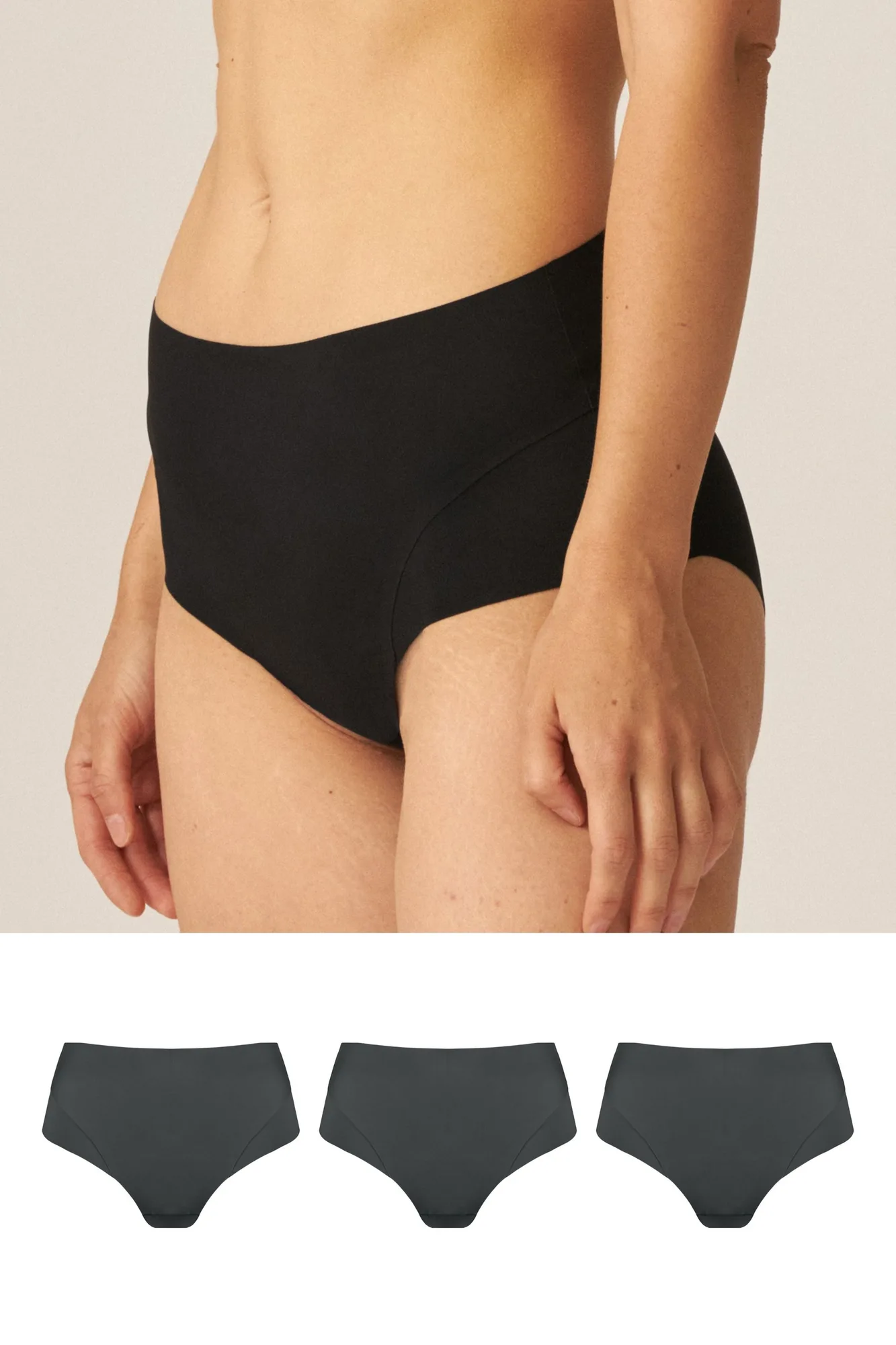 High Waist Slip mit leichtem Shape-Effekt Set - Schwarz