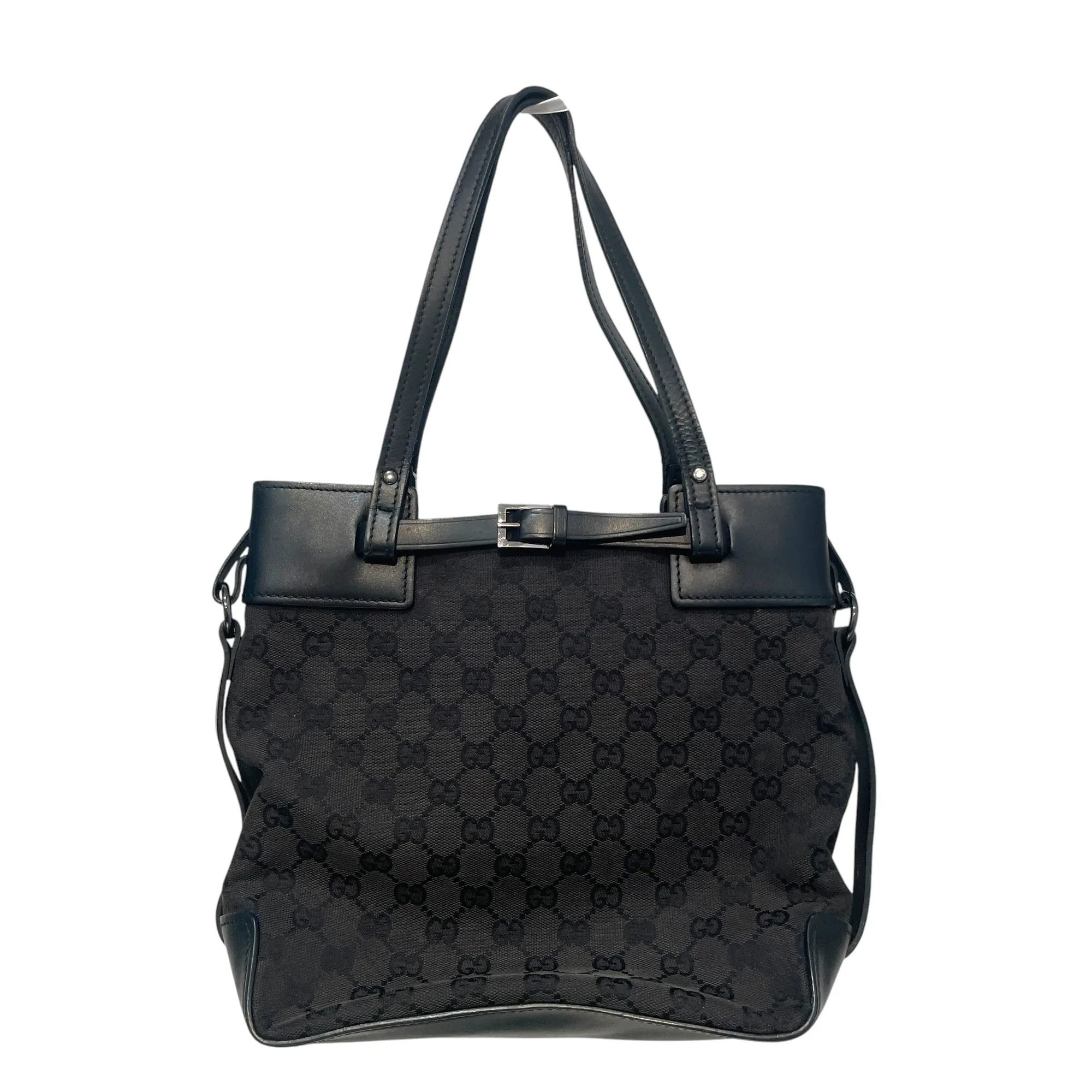 GUCCI/Hand Bag/Monogram/Cotton/BLK/GG Canvas