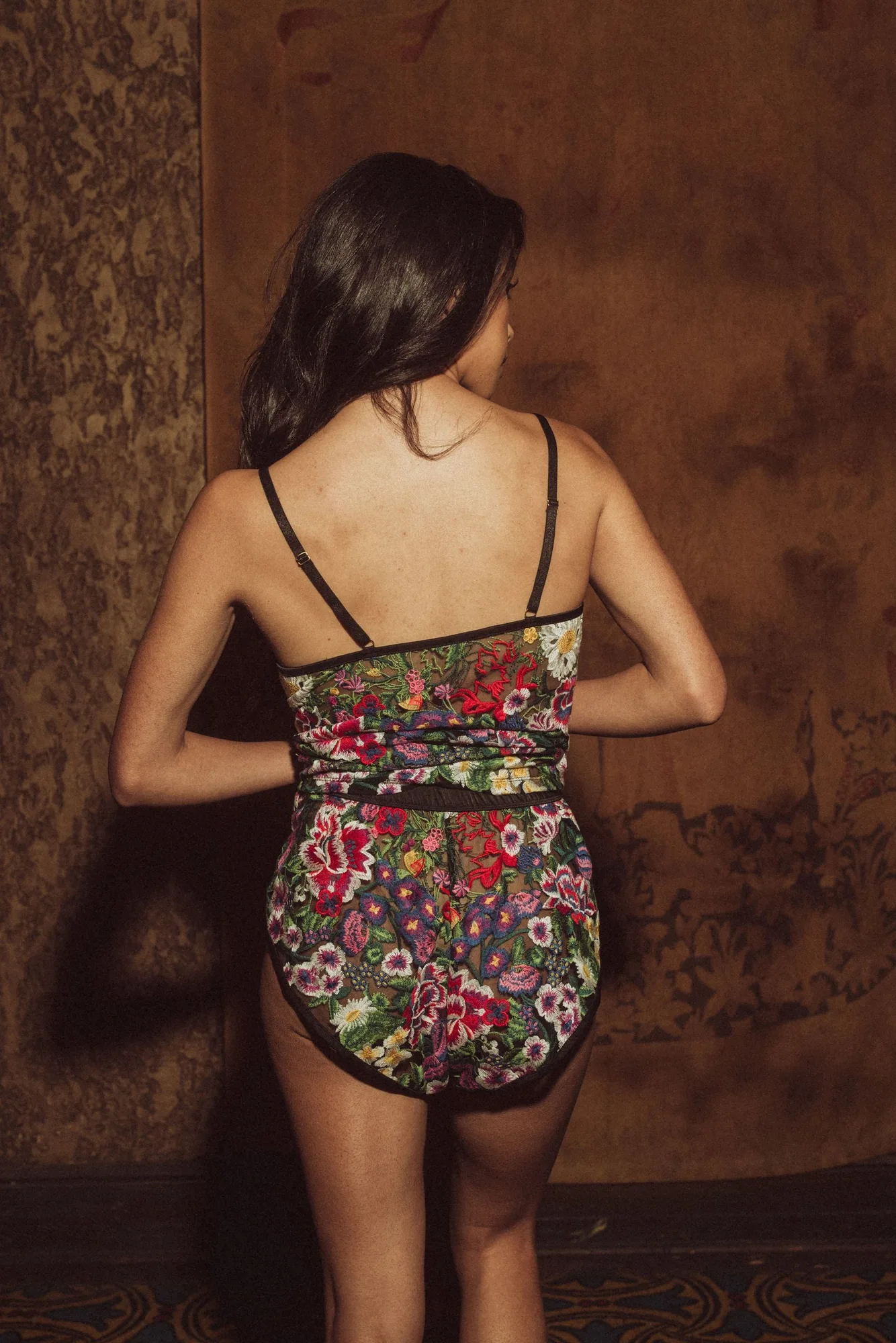 KILO BRAVA EMBROIDERY COLLECTION- MULTICOLOR FLORAL/BLACK- TAP SHORTS