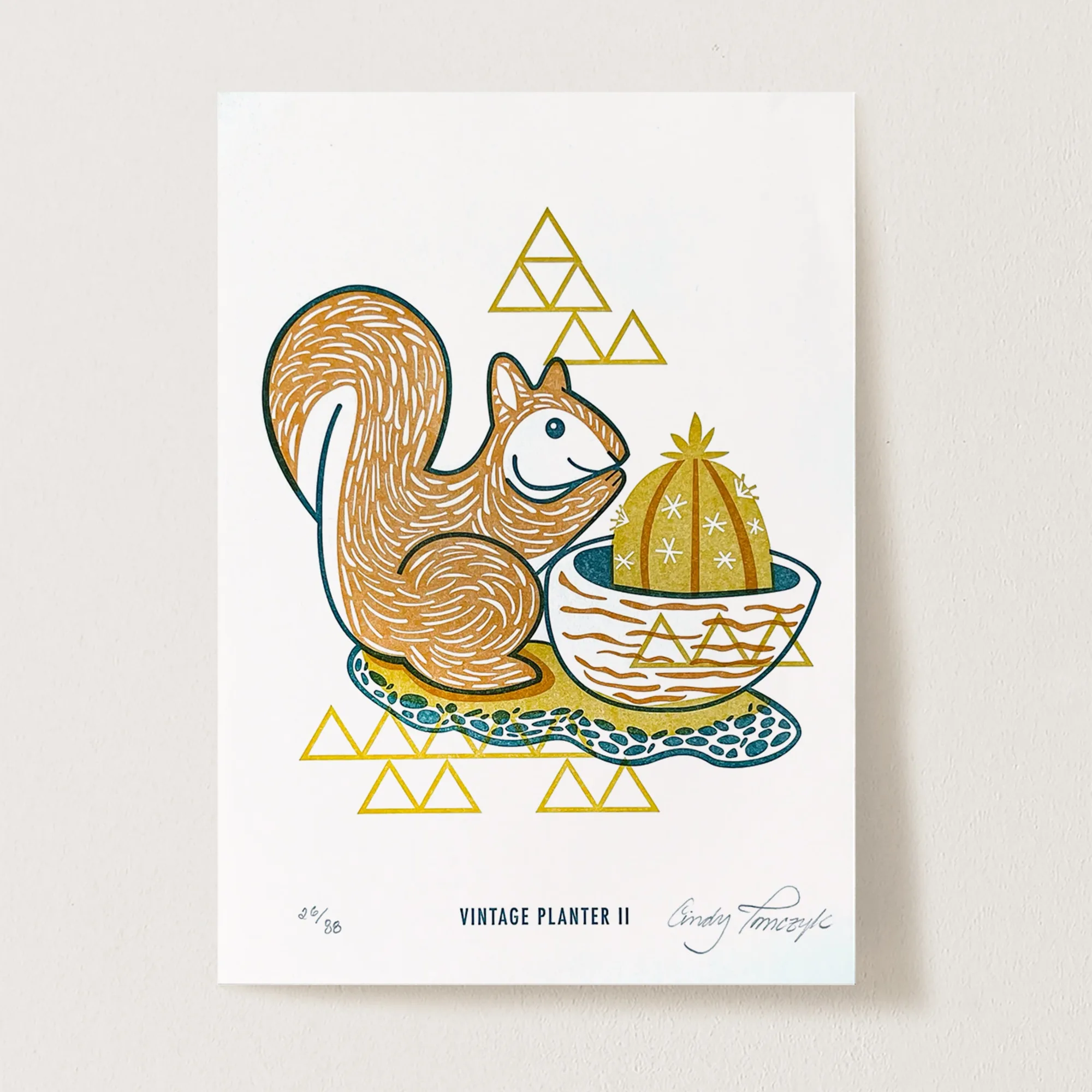 Vintage Planter II Squirrel Letterpress Print