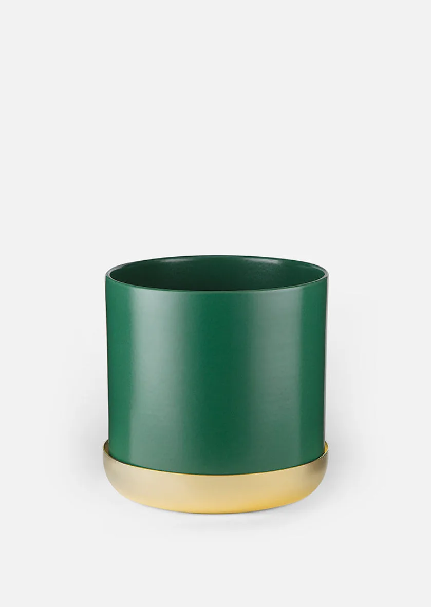 Nurture Planter - Grön & Mässingsfat - Stor