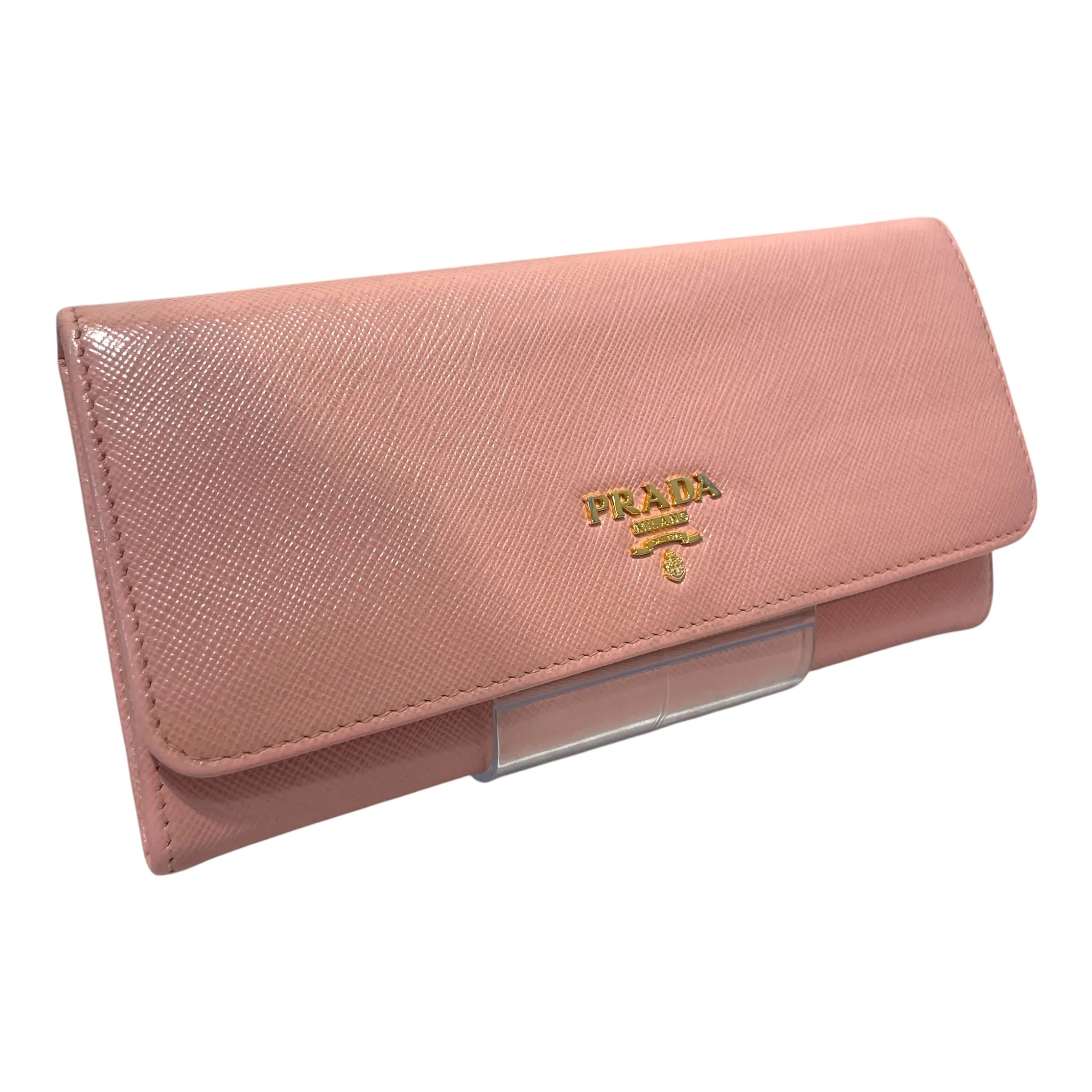 PRADA/Porte-monnaie long/Cuir/Rose/L's/Saffiano