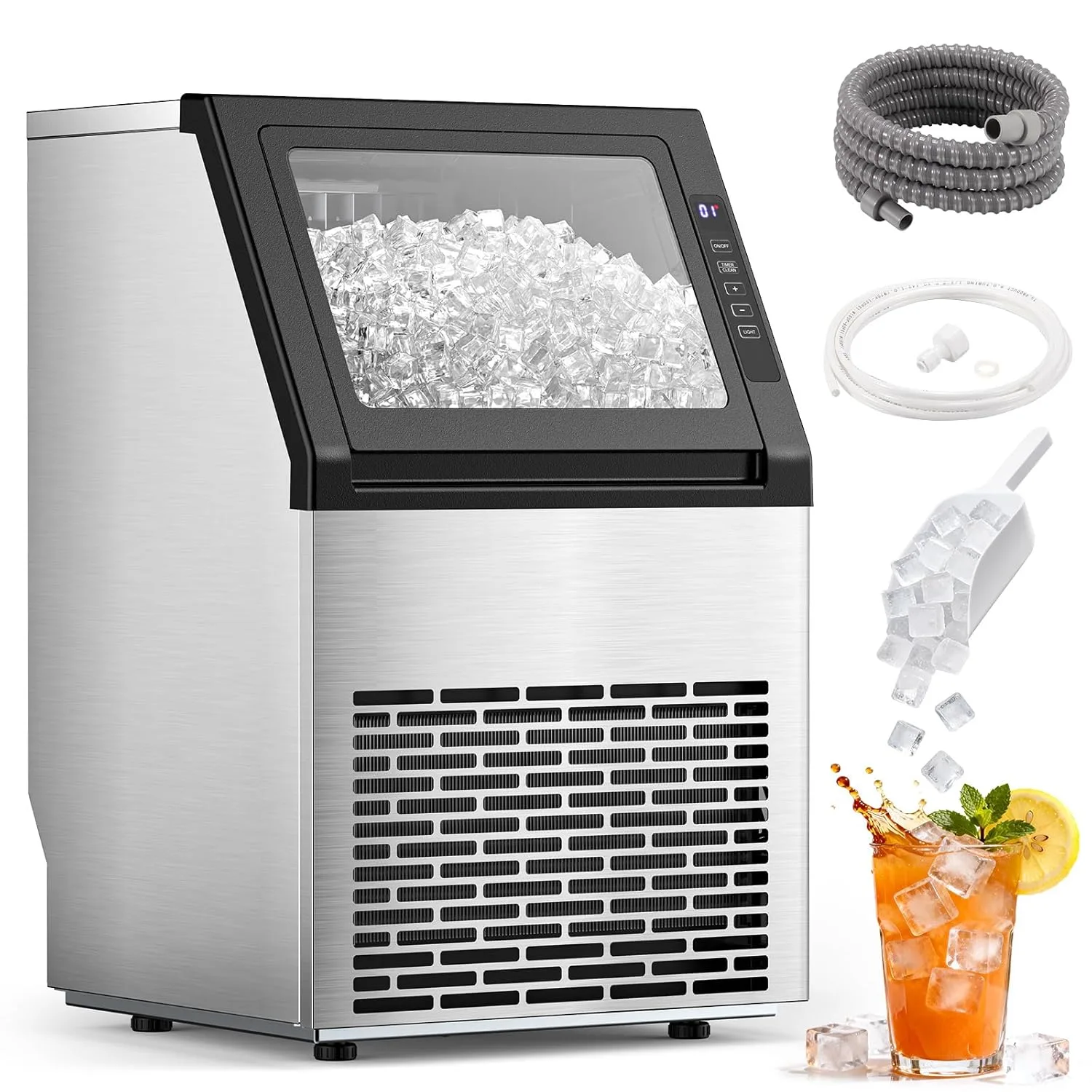 Antarctic Star 80Lbs/24H Undercounter ice Machine with 28Lbs Ice Storage Capacity