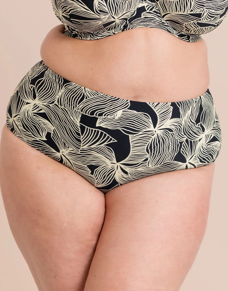 String bikini taille haute Curvy Kate Ripple Reef Noir Imprimé