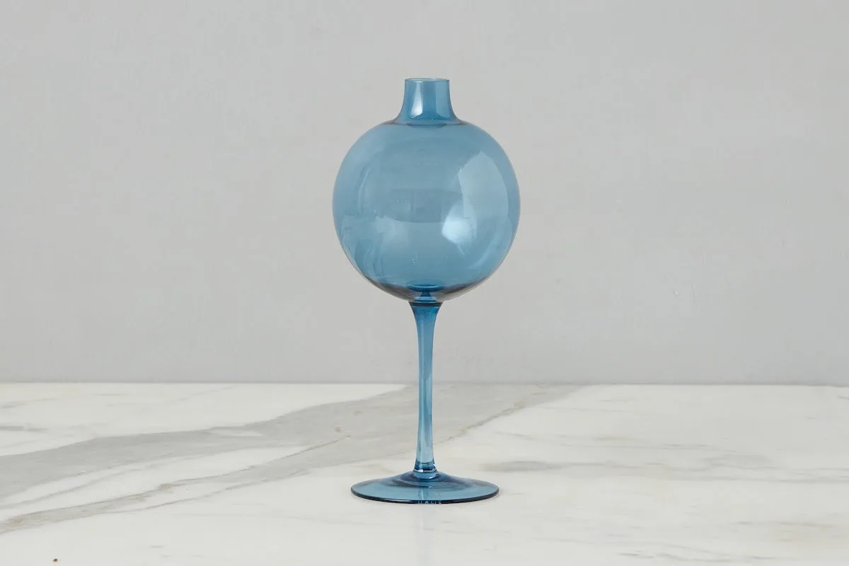 Navy Wine Glass Vase, Medium