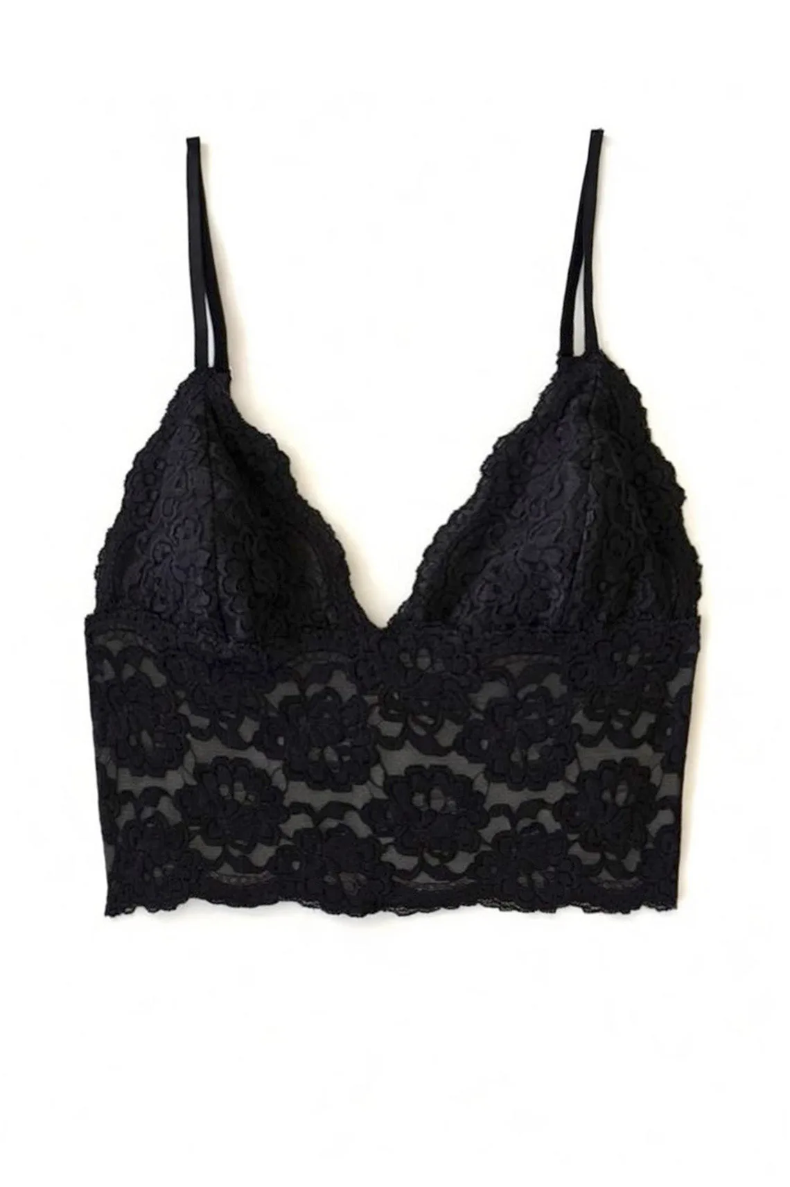Bralette largo de encaje Echo en encaje negro Deadstock