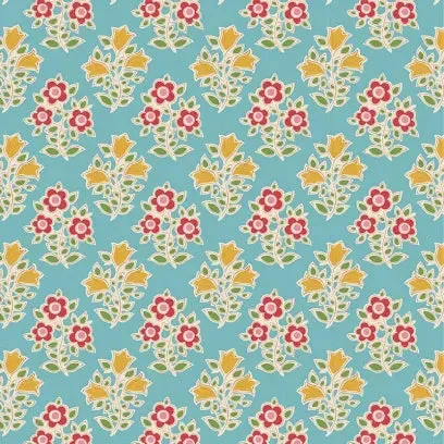 Tilda Jubilee – Farm Flowers Teal 1/2 Yard