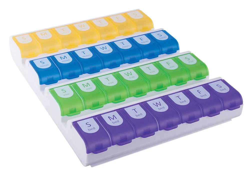 Portapillole settimanale Easy Fill, 4 volte al giorno