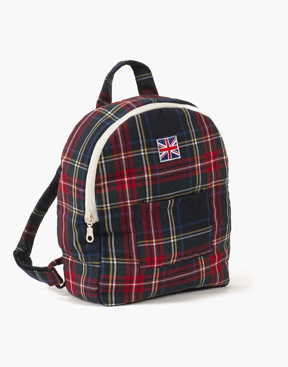Sac à dos Théo pour enfant à carreaux Tartan marine