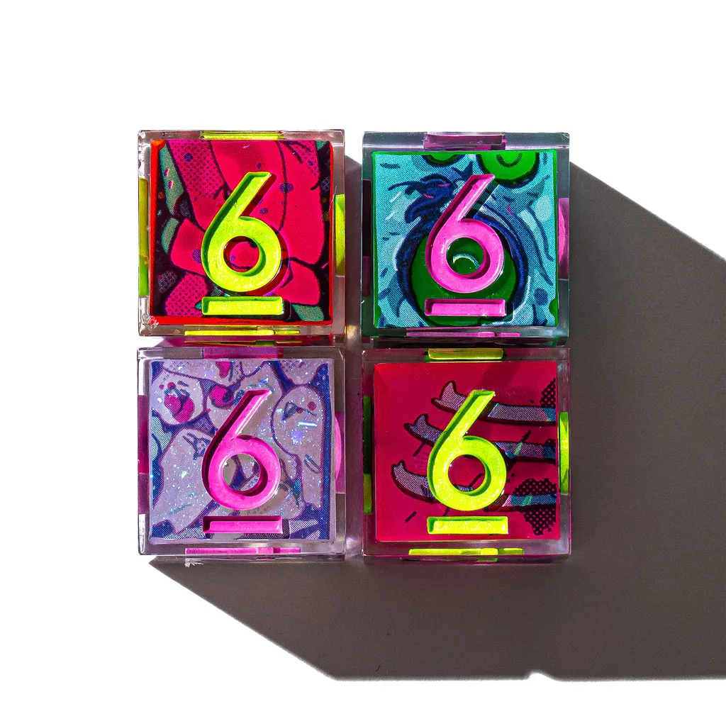 Dispel x Eat the Reich "Fluorescent Flesh" 4-Piece Iconic D6 Dice Set