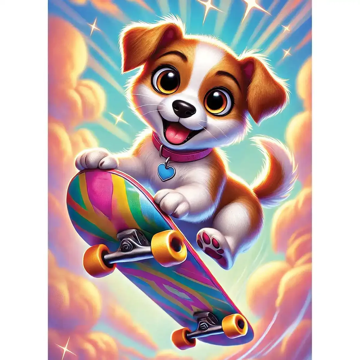 Wooden Puzzle 40 Skateboarding Puppy Fun