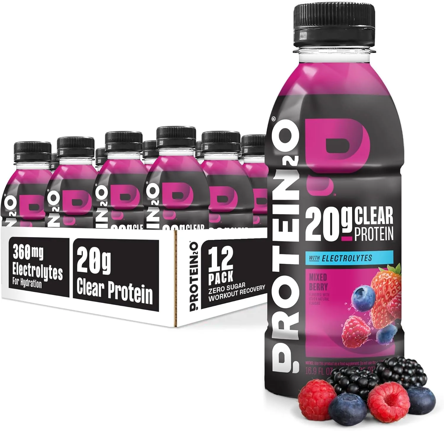 Protein2o Bebida de Hidratación - 2 en 1 Aislado de Proteína de Suero Líquida Clara y Bebida de Electrolitos - 20 g de Proteína, Vitaminas B5, B6 - Recuperación Post-Entrenamiento