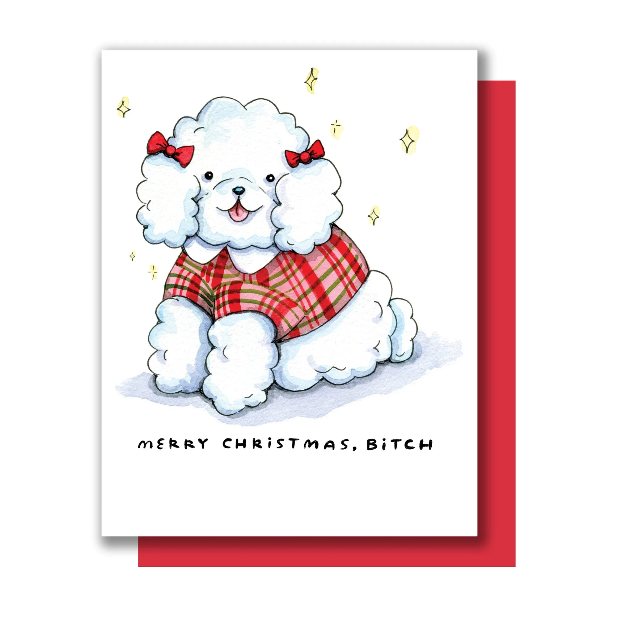 Merry Christmas Bitch Poodle Holiday Card