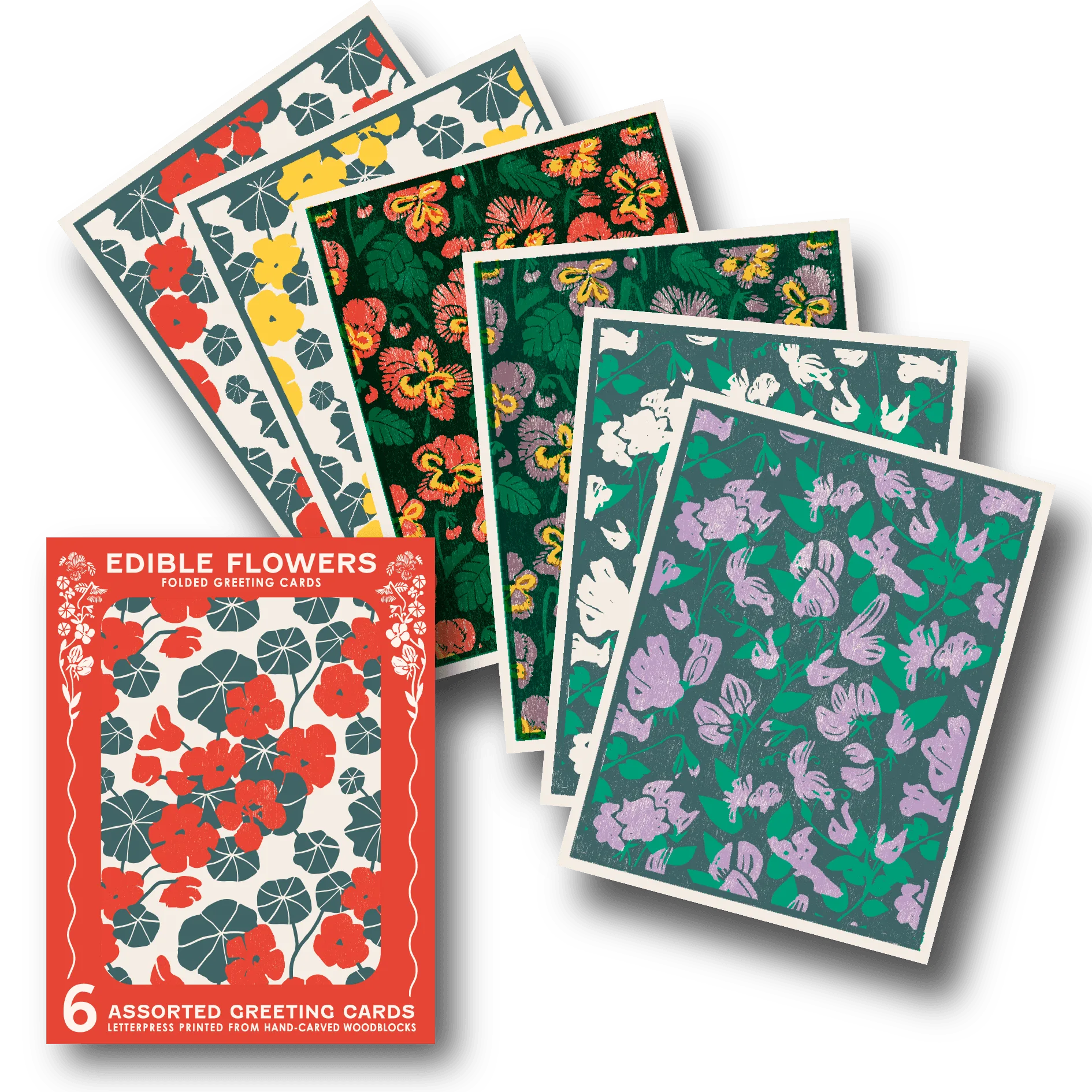 Edible Flowers Assorted Letterpress Cards Set