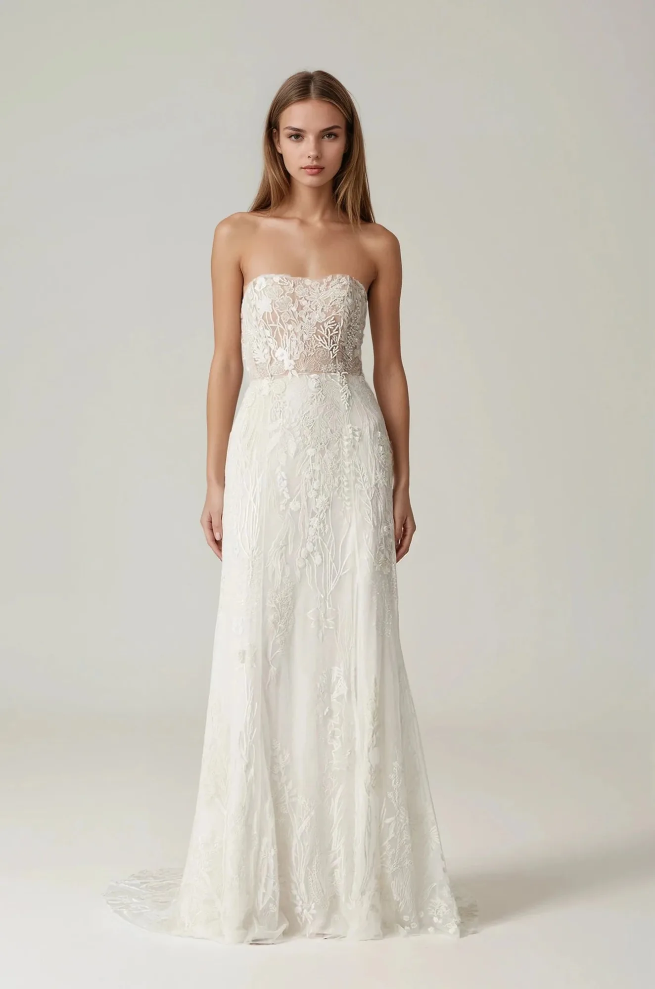 Archive Seascape Straight Bodice SL Vestido Blanco Luz de Luna