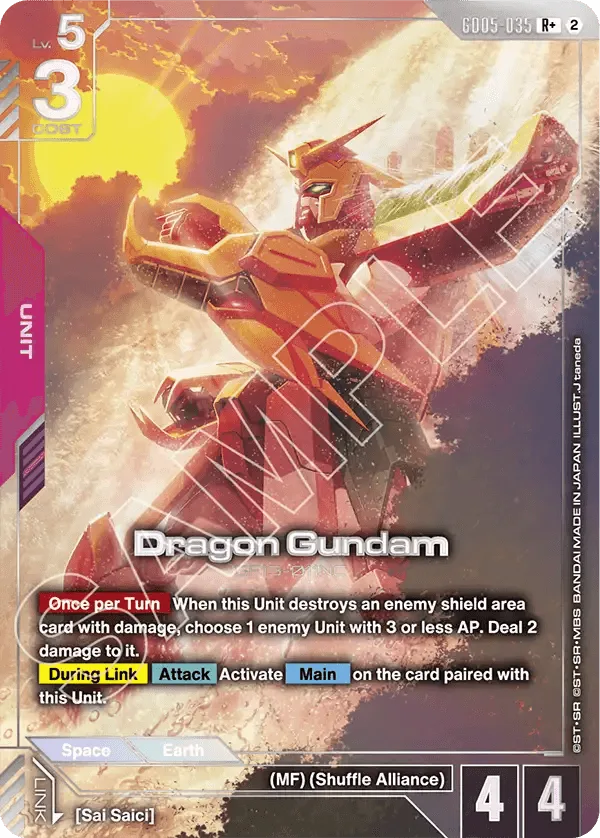 Přehled hodnoty karty R+ Dragon Gundam