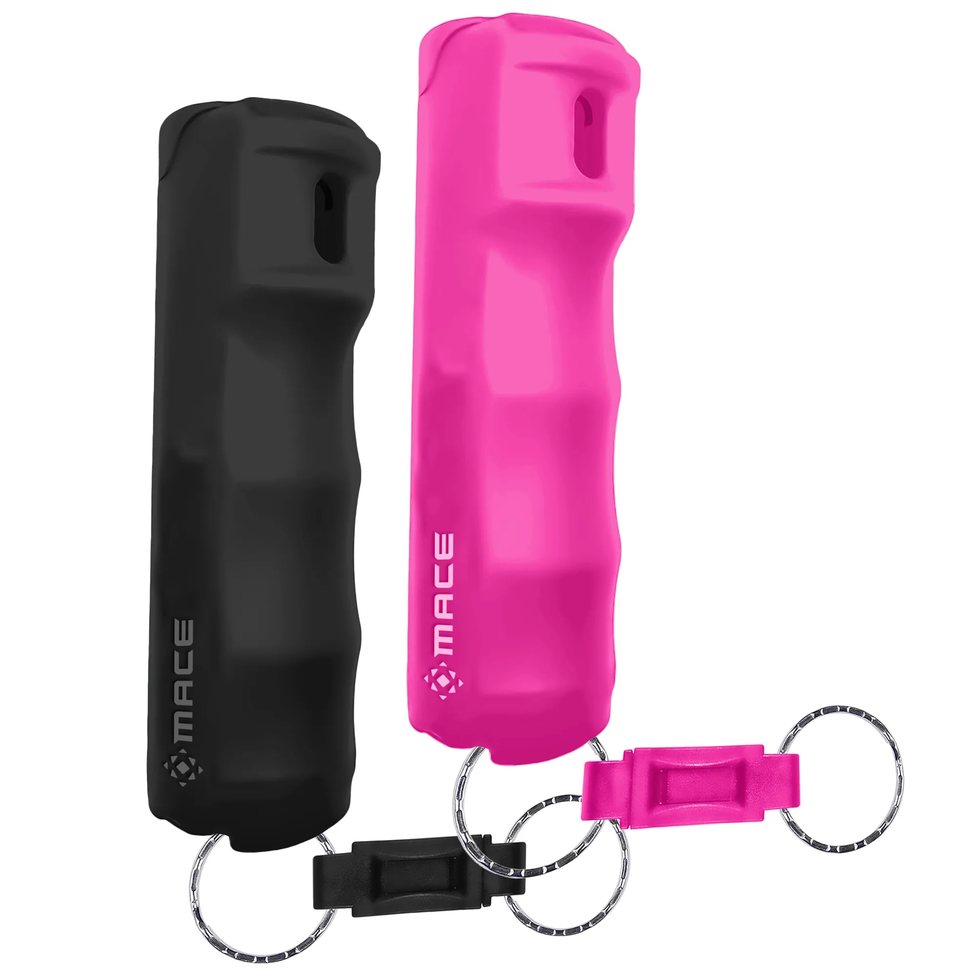 Spray de pimienta con estuche rígido compacto de liberación rápida, pack de 2 - Negro y rosa