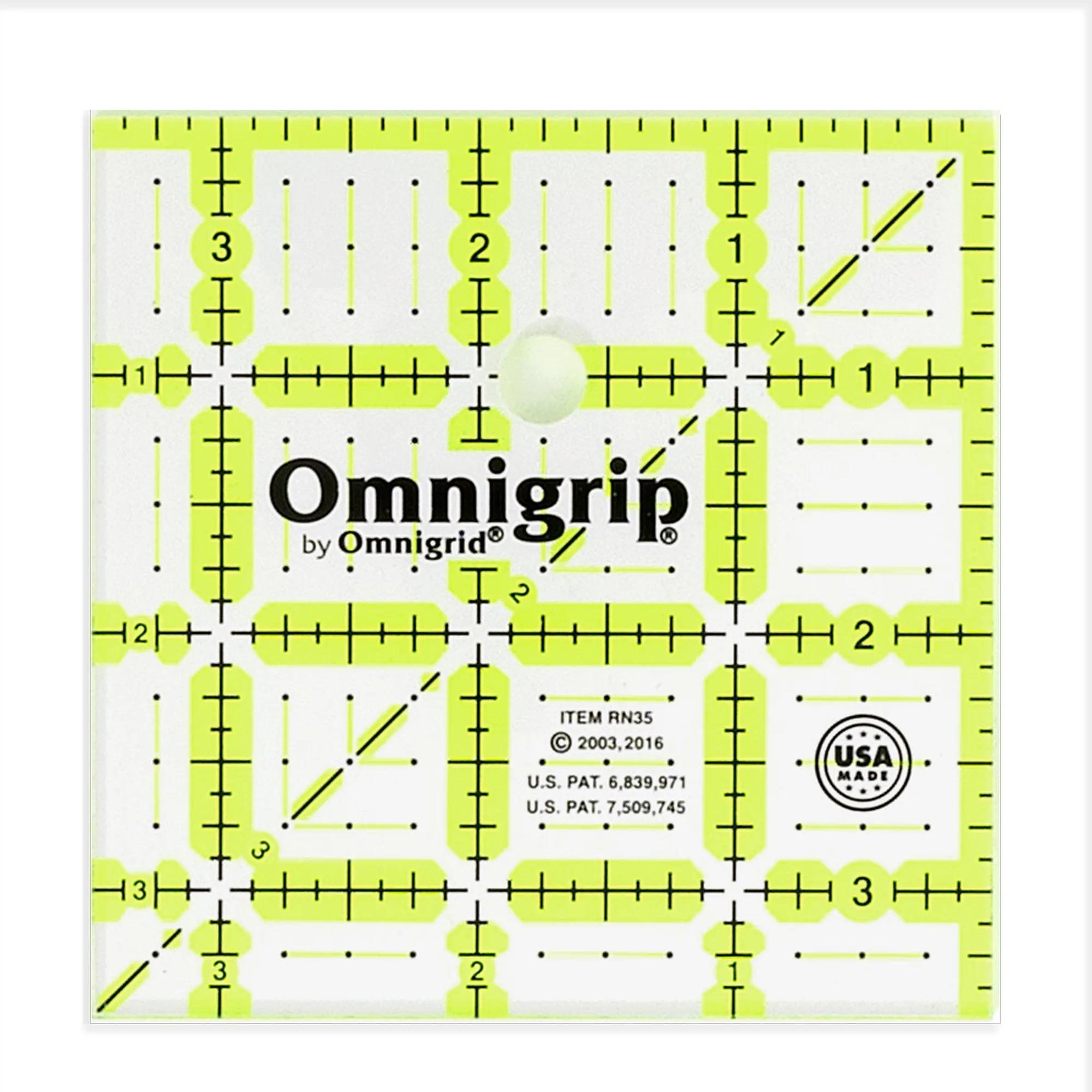 Omnigrip Non-Slip Square Ruler, Neon