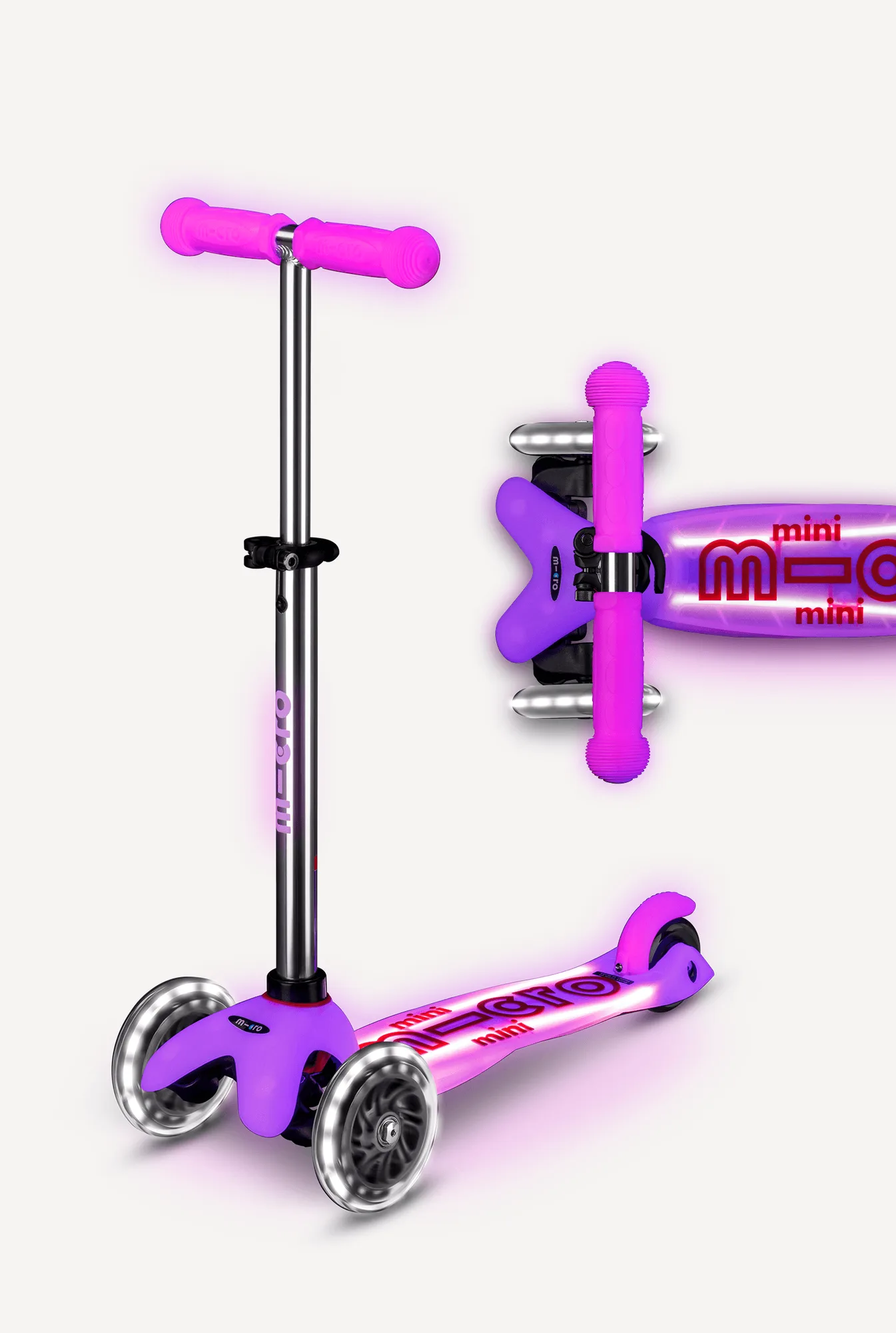 Micro Mini Glow Plus 與 Glitter LED 兒童滑板車比較