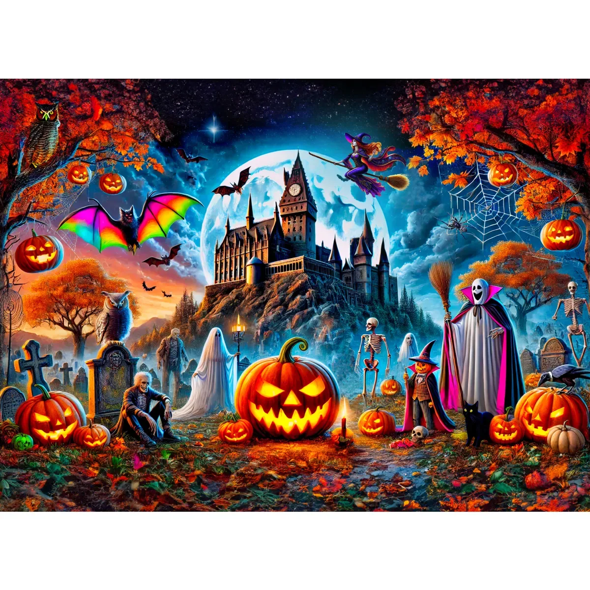 Halloween Castle 1000 Wooden Puzzle