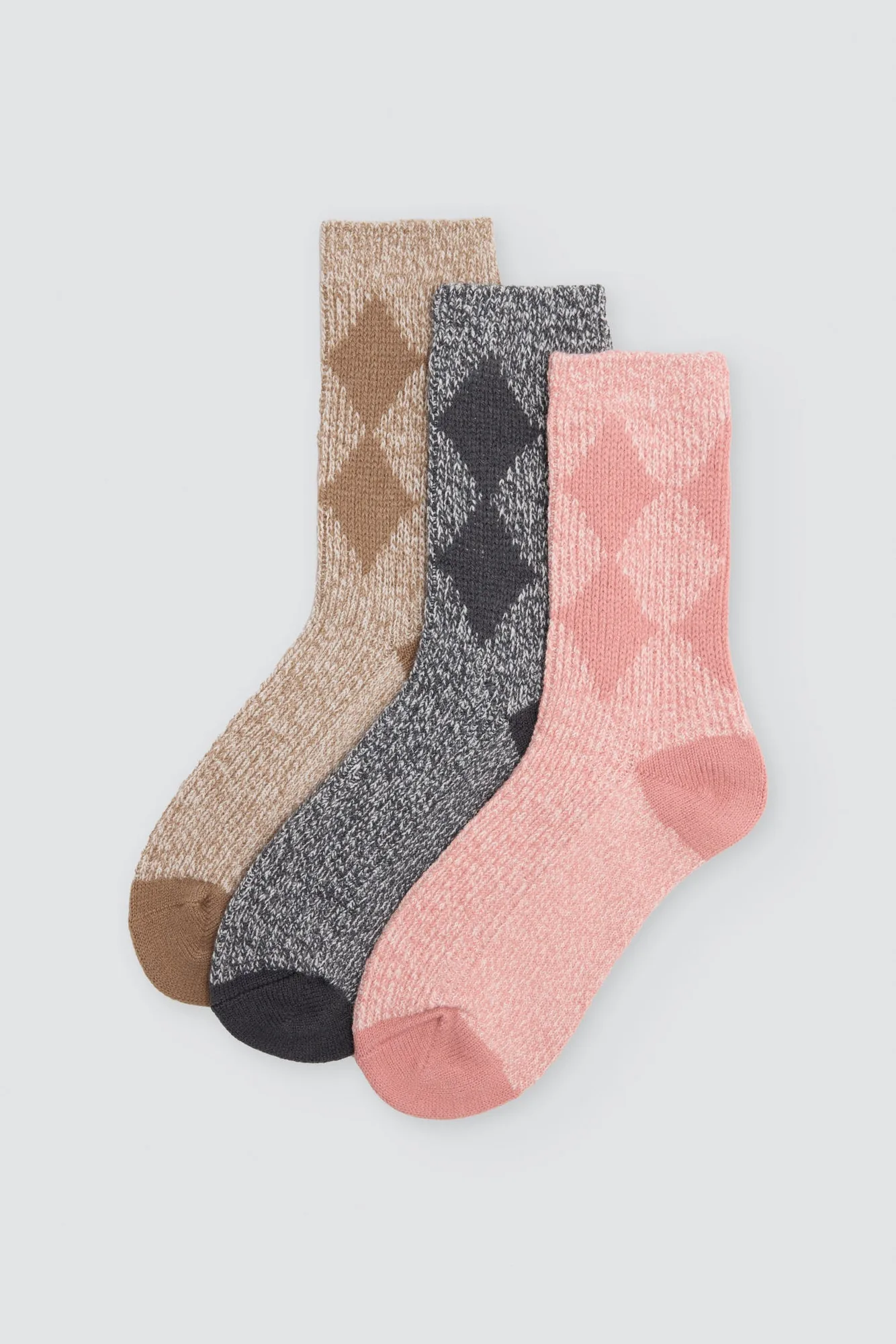 Pack de 3 calcetines mujer sin puño con diseño geométrico