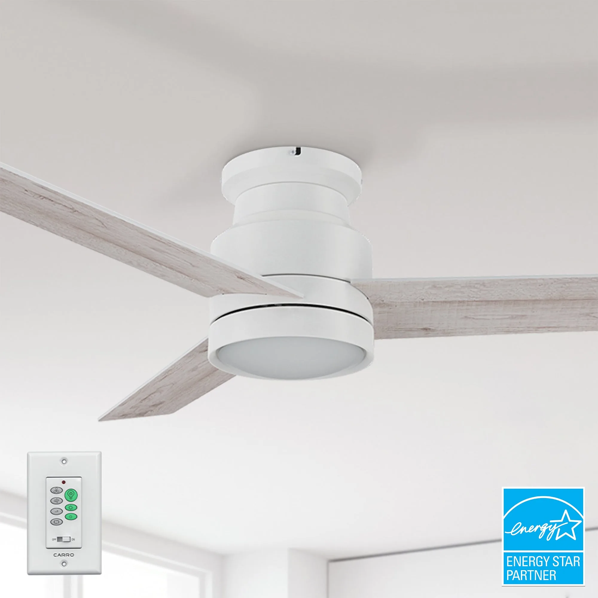 Ventilateur de plafond Ariccia 52 pouces avec lumière LED et interrupteur mural