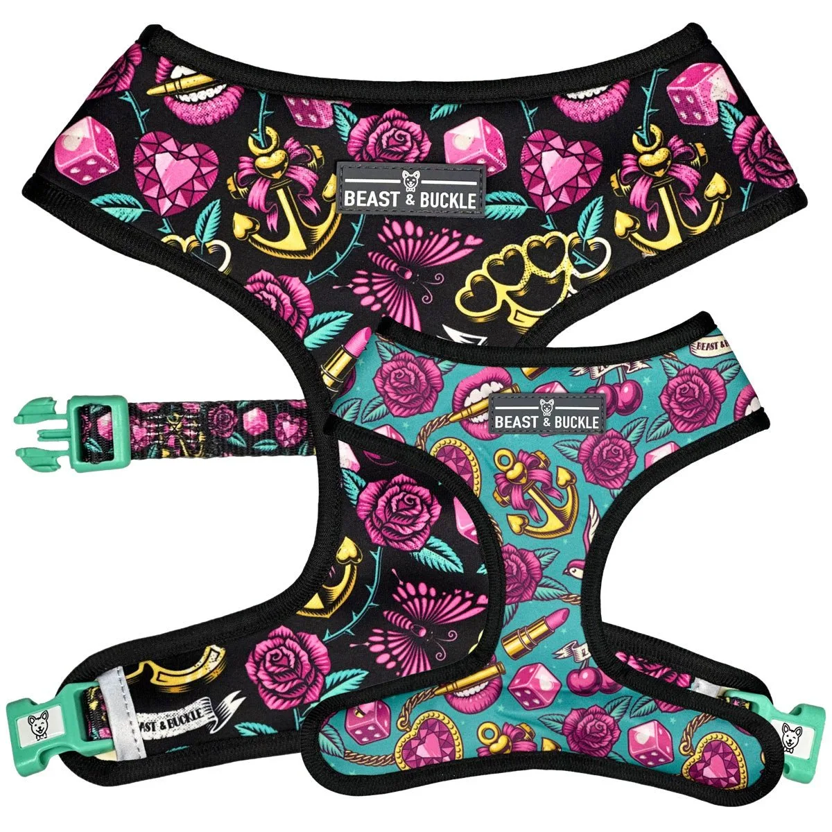 Girly Tattoo Reversible Dog Harness