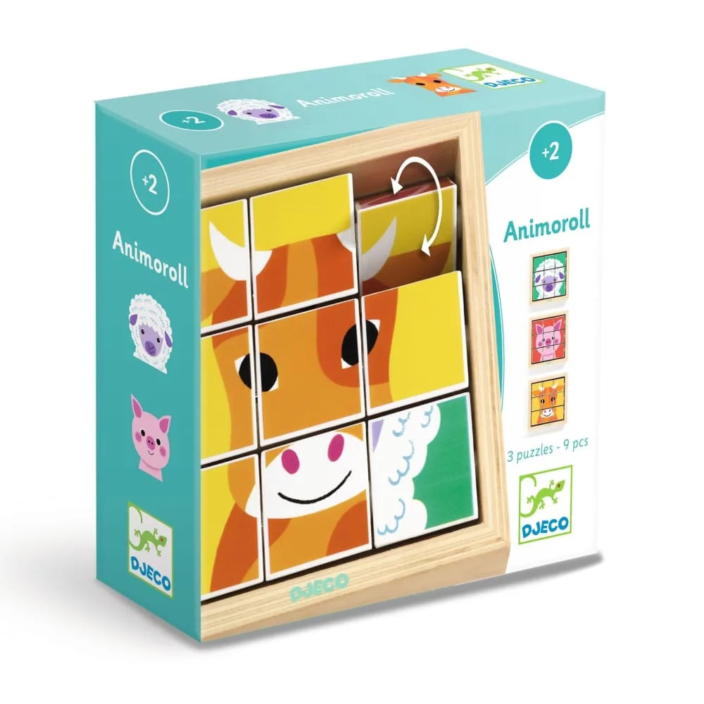 Animoroll blokkubuspuzzel: leuke dierenpuzzels voor kinderen