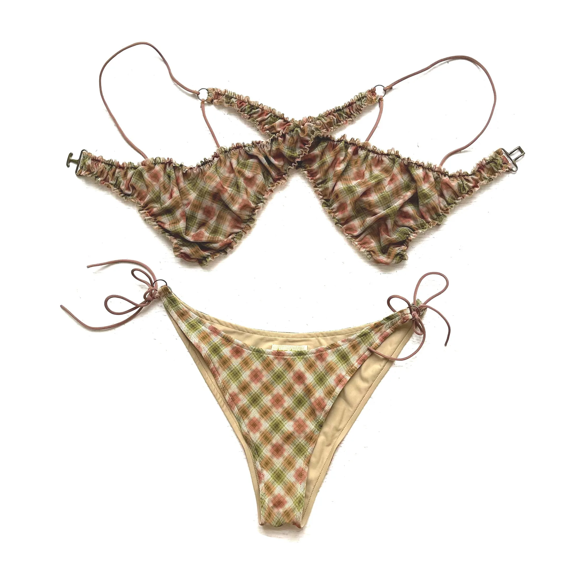 Plaid Mesh Crossover Bikini Set: Fit and Style FAQ