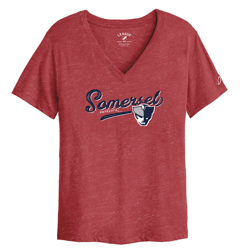 Somerset Patriots Womens Boyfriend Heather V-neck Tee