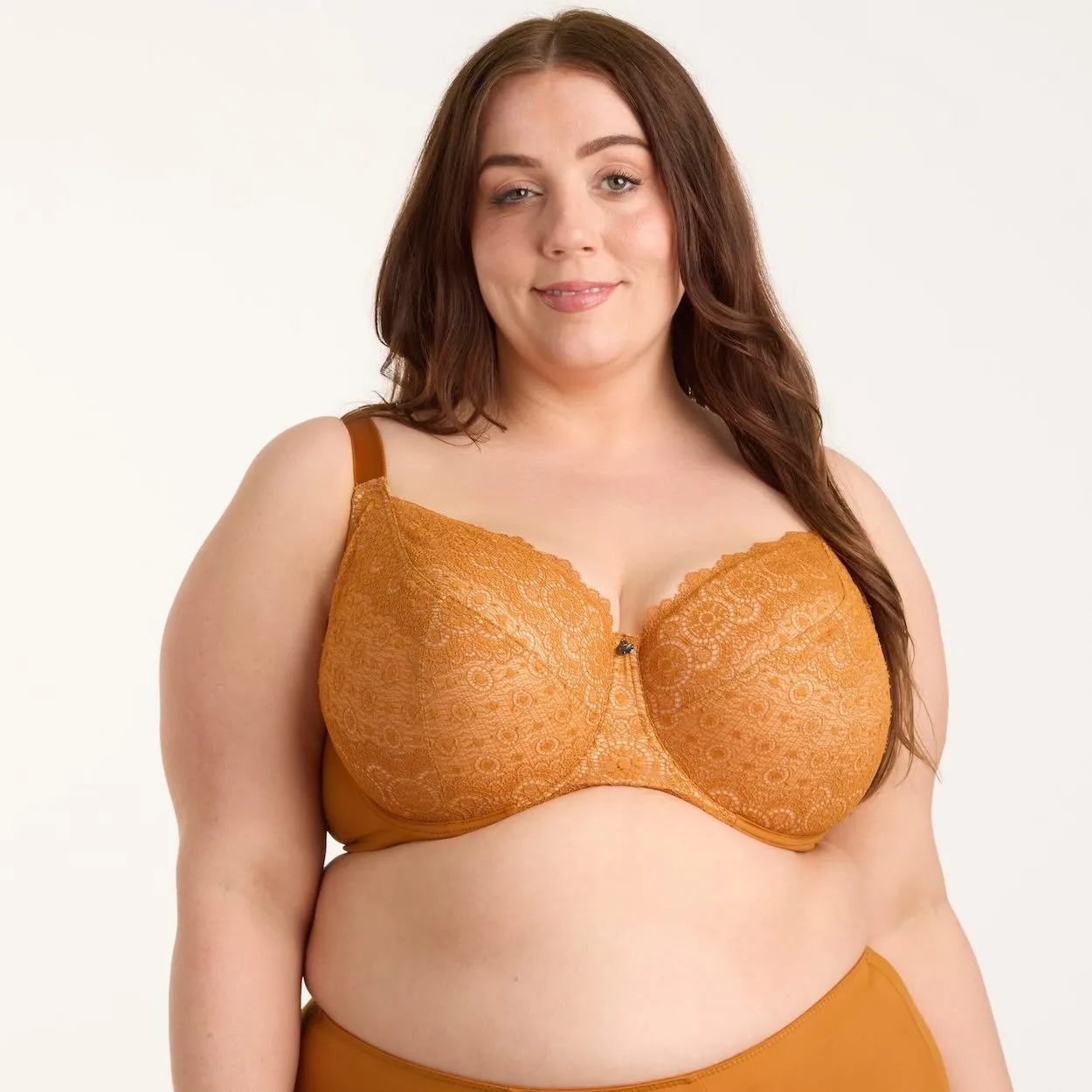 Sutiã Geo Renda com Suporte Premium - Laranja Queimado