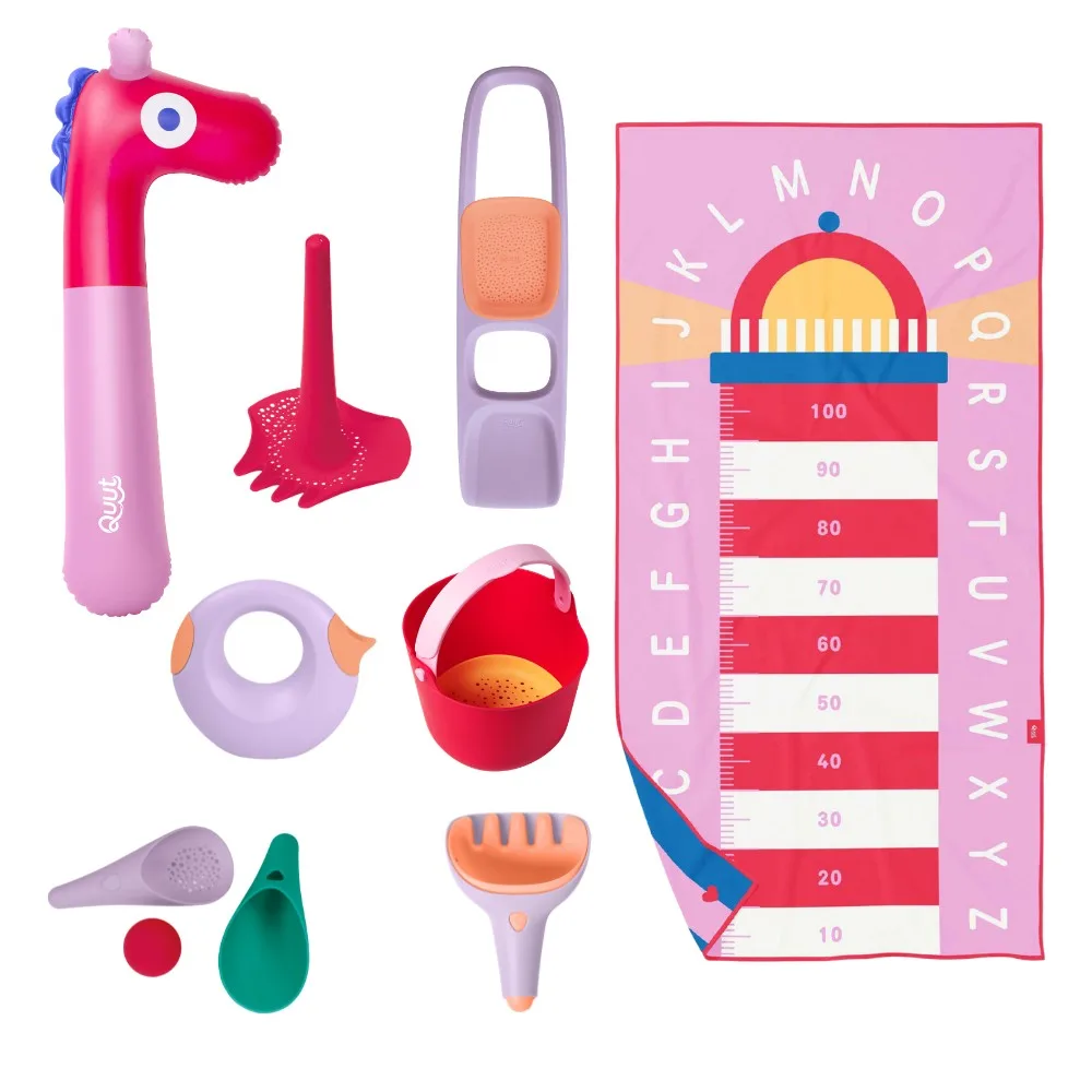 Quet Premium Beach Bundle Pink – set de plage et jeux extérieurs 8 pièces pour enfants