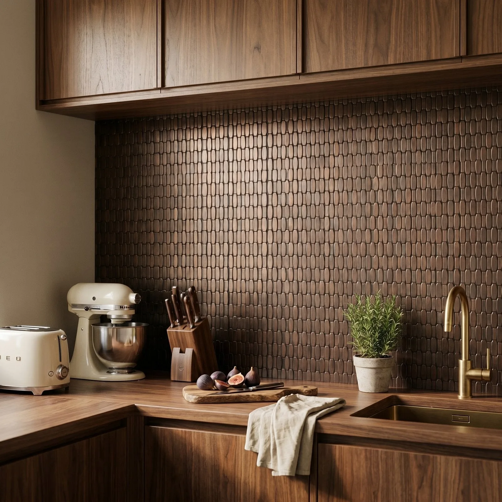 Peel and Stick Backsplash | Picket 3D Dark Copper | 12.2×11.81"