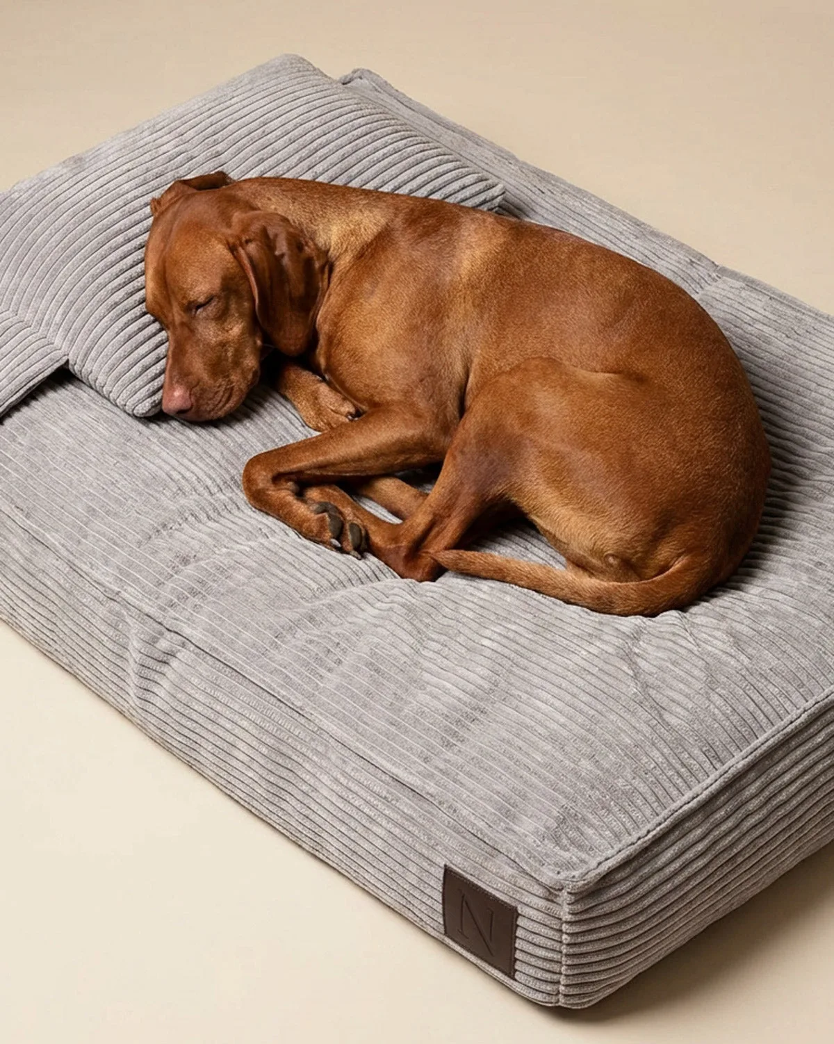 グレーコーデュロイ大型犬用整形外科ベッド