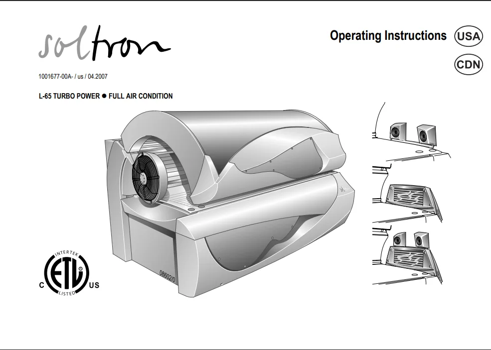 Manual de cama de bronceado Soltron L-65 Turbo Power VHP 12