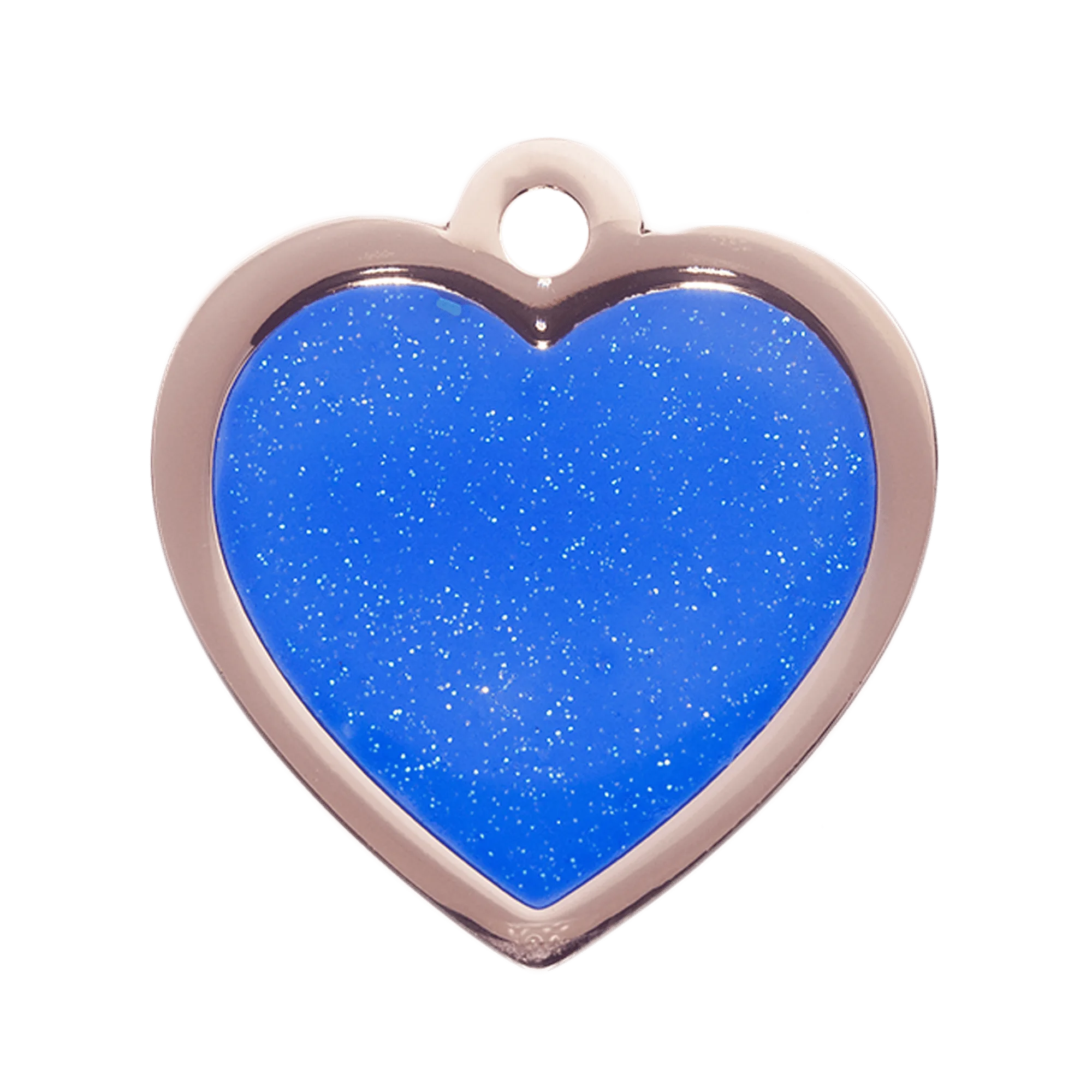 Etiqueta de identificación para mascotas con corazón pequeño azul brillante