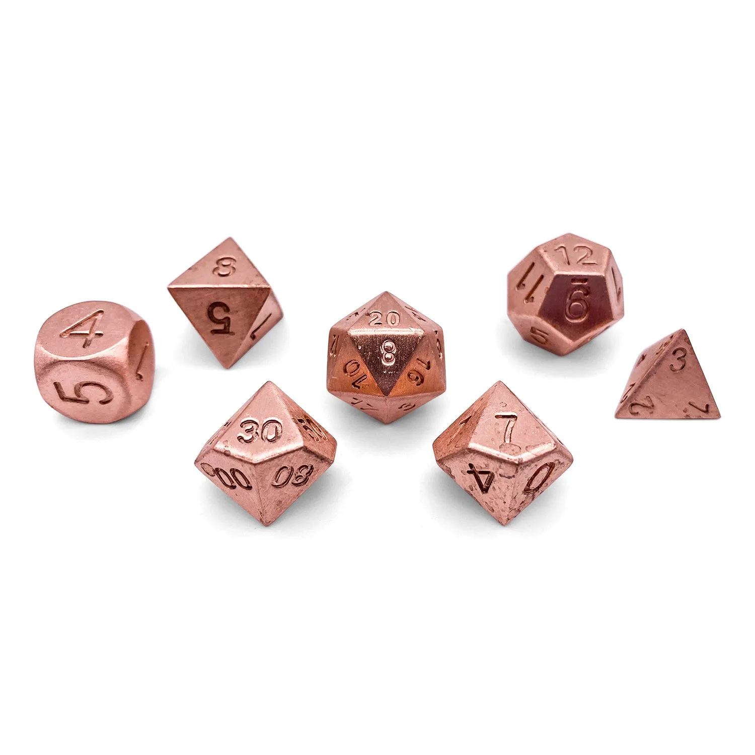Cobre - Conjunto RPG de 7 peças Dados de metal verdadeiro