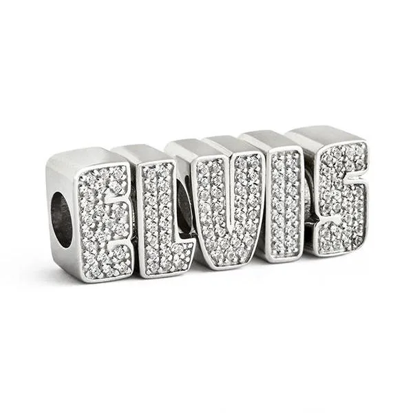 Set di ciondoli lettere ELVIS in cristallo in argento sterling