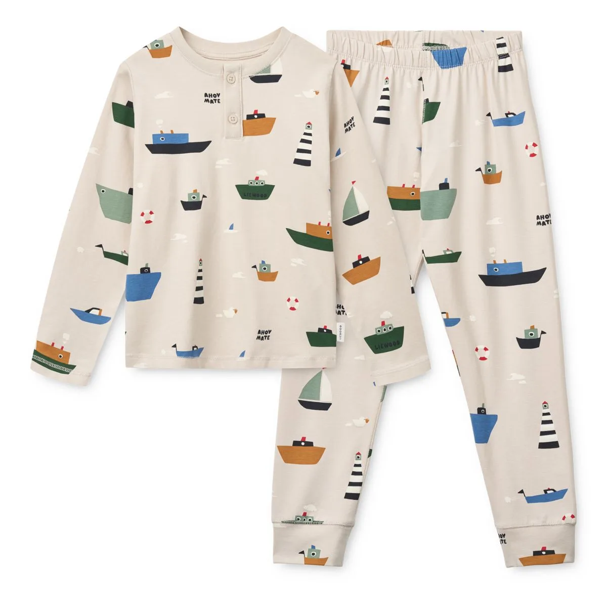 Wilhelm bedruckter Pyjama-Set - Segeln / Sand